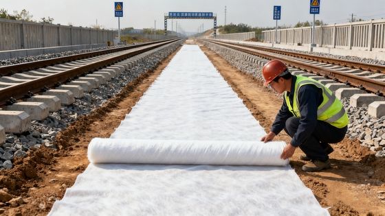 Yüksek Permeability 300g PP Nonwoven Geotextile Drainage Fabric Road Pavement Subsoil aggregate layer'ları ayırır