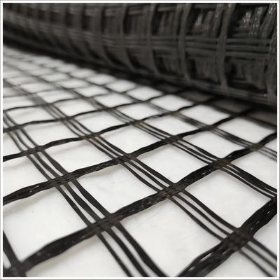 Coating Asphalt 50 50 Fiberglass Geogrid Reinforces Base Layers For Airport Runways  Parking Lots
