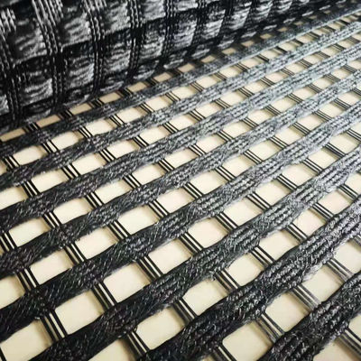 Good price Biaxial PES Woven Coated Polyester Geogrid For Railway Foundation Reinforcement online