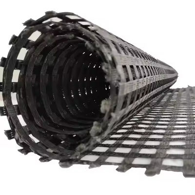 Good price 5.2x100M 200-30KN/M Polyester PET Geogrid for Landslide Repair Soil Reinforcement online