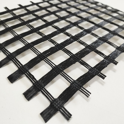 Good price 200 - 50 Kn/M PVC Coating Polyester Geogrid   PET Uniaxial Reinforced Soil  Retaining Wall  Expressway online