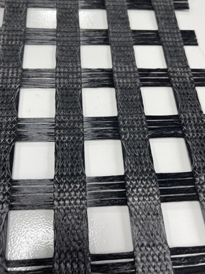 SBR Coated PET UX 100-400KN/M Polyester Geogrid Stabilize Embankments Slope Retaining Wall