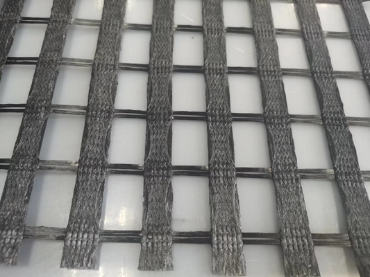200-200KN/M Polyester Geogrid Woven Coated Warp Knitted Soft Soil Foundation