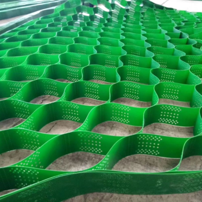 Good price Green Non-perforated And Perforated 3D Honeycomb HDPE Geocell Road Construction Driveways Soil Stabilization online