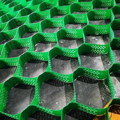 Goede prijs. Groene zwarte kleur gestructureerd geperforeerd oppervlak 3D honingraat hdpe geocell erosie controle hellingen keerwanden online