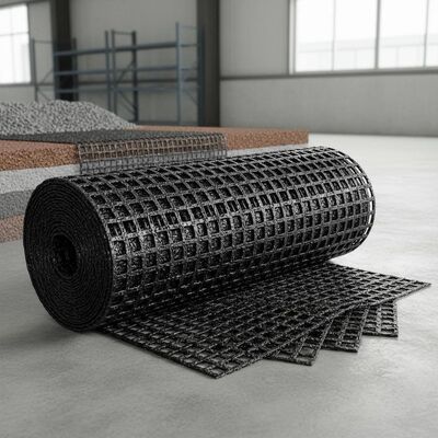 Wear Resistance Bitumen Biaxial Polyester Geogrid For Soft Soil Road Reinforcement