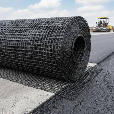 Asphalt Paving Reinforcement  Fiberglass Geogrid Bitumen Coated Prevent Cracking